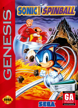 Sonic Spinball box art for Sega Mega Drive